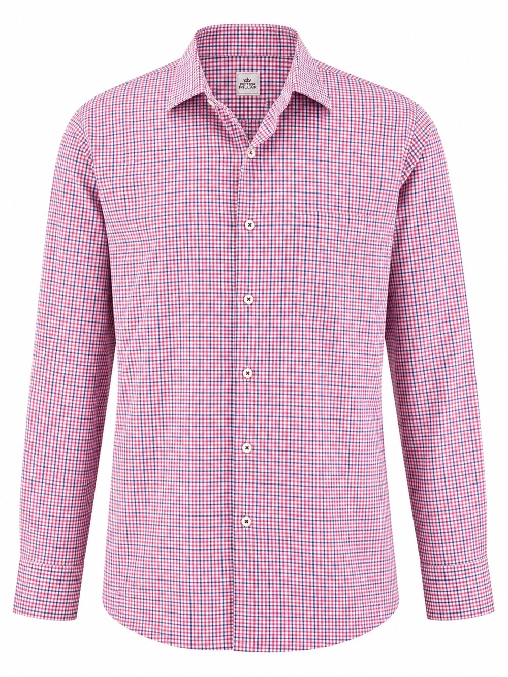 Peter Millar Mens Medium Red & Blue Checkered Long Sleeve Button-Up 100% Cotton